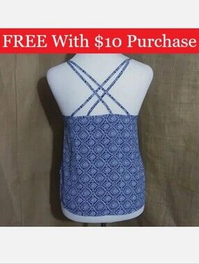 Blue Hollister Print Tank Strappy Racer Back XS Size Extra Small RED BANNER